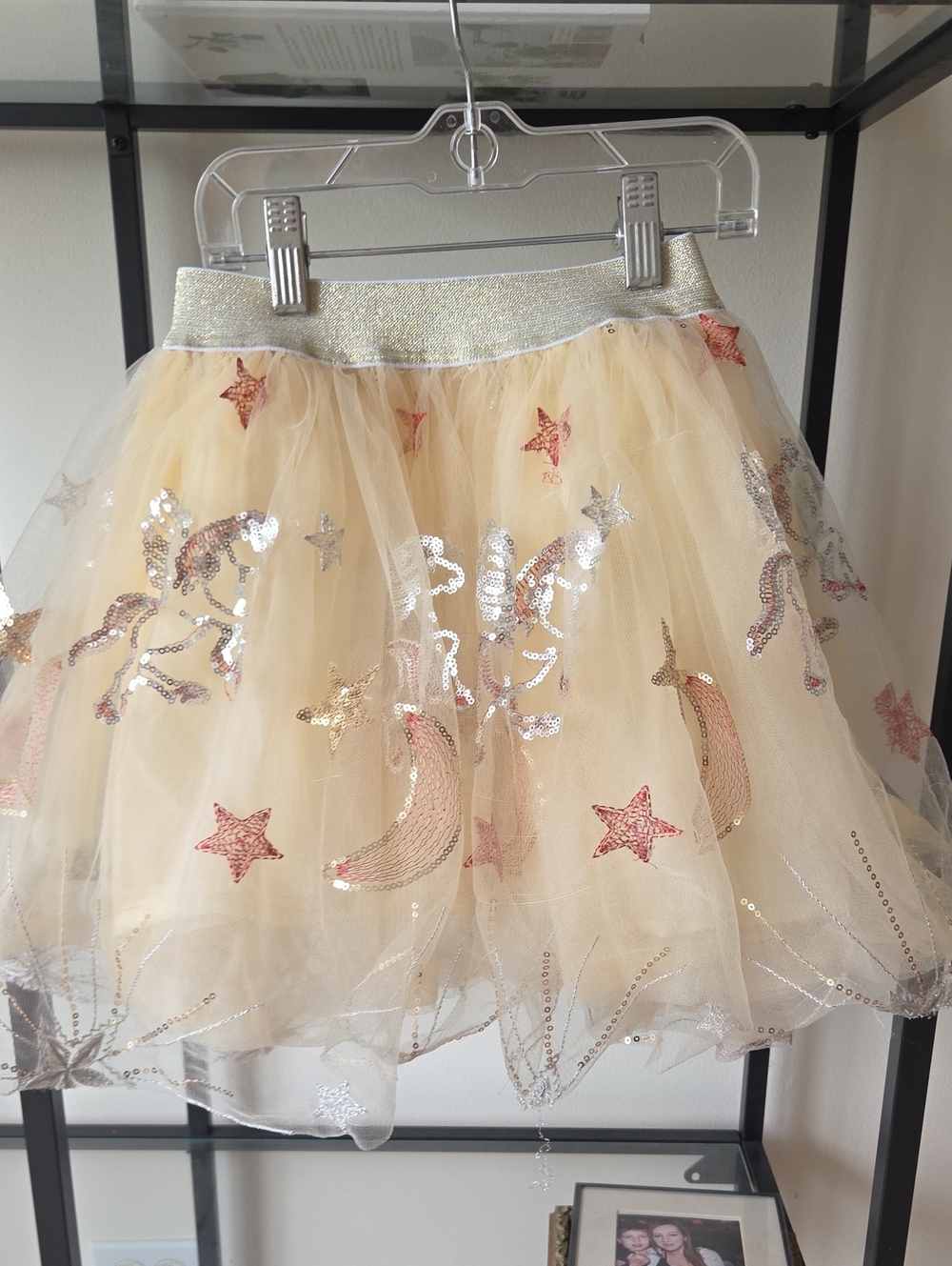Lola. Gold Sequin Moon & Star Tulle Skirt